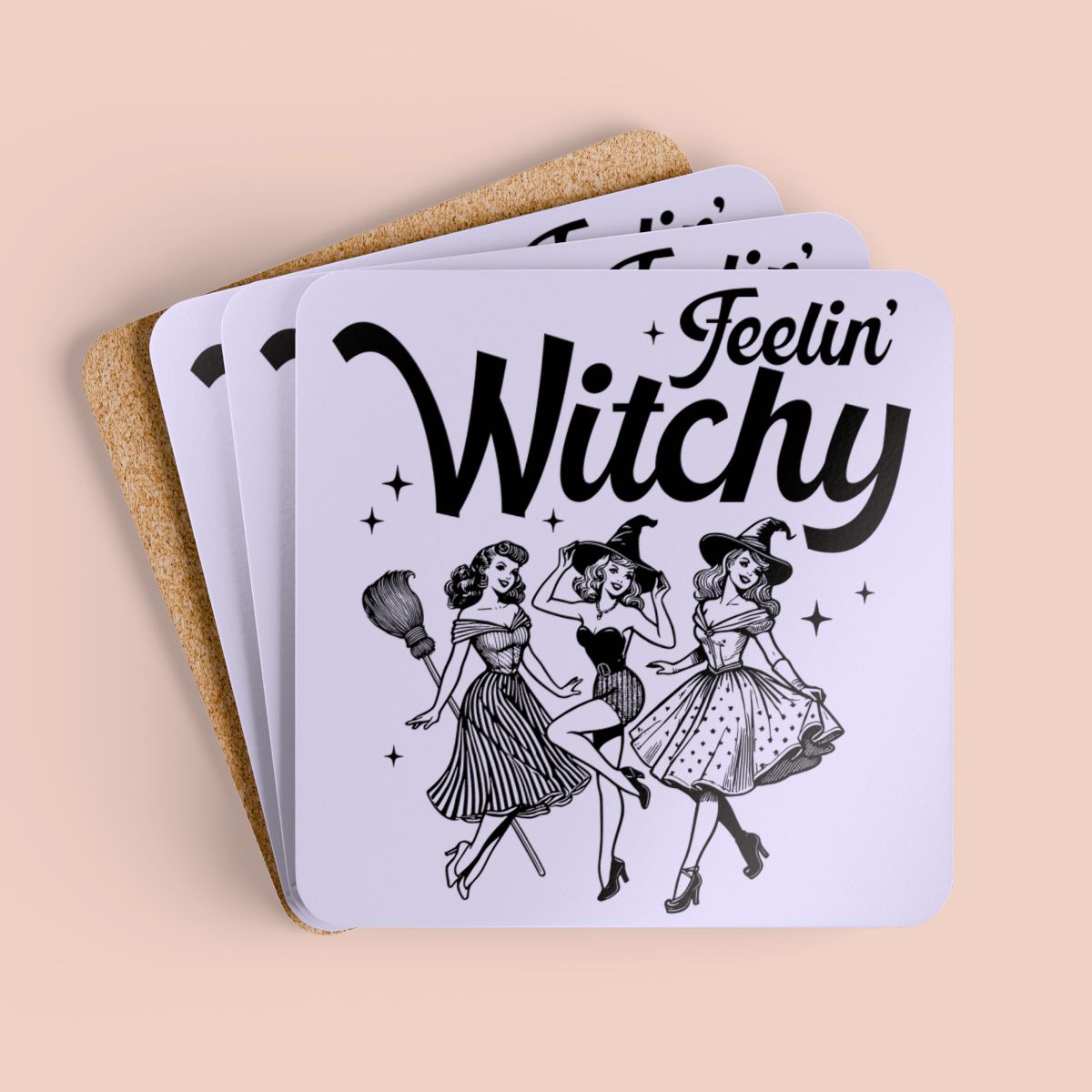 Feelin' Witchy Corkwood Coaster Set