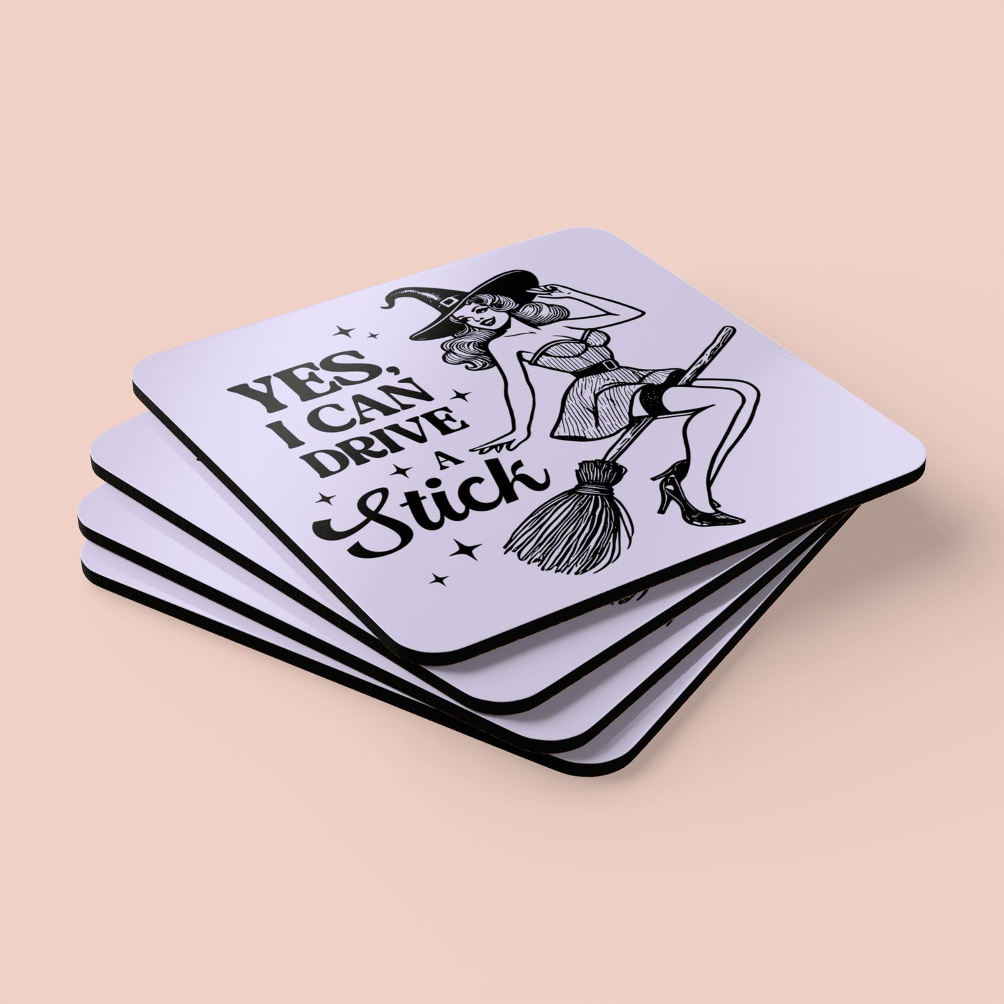 Yes I Can Drive a Stick Corkwood Coaster Set