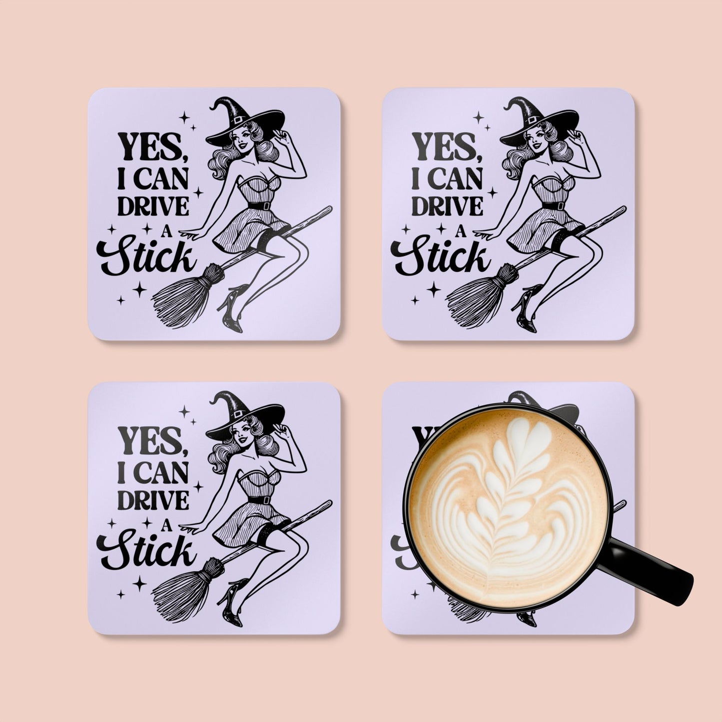 Yes I Can Drive a Stick Corkwood Coaster Set