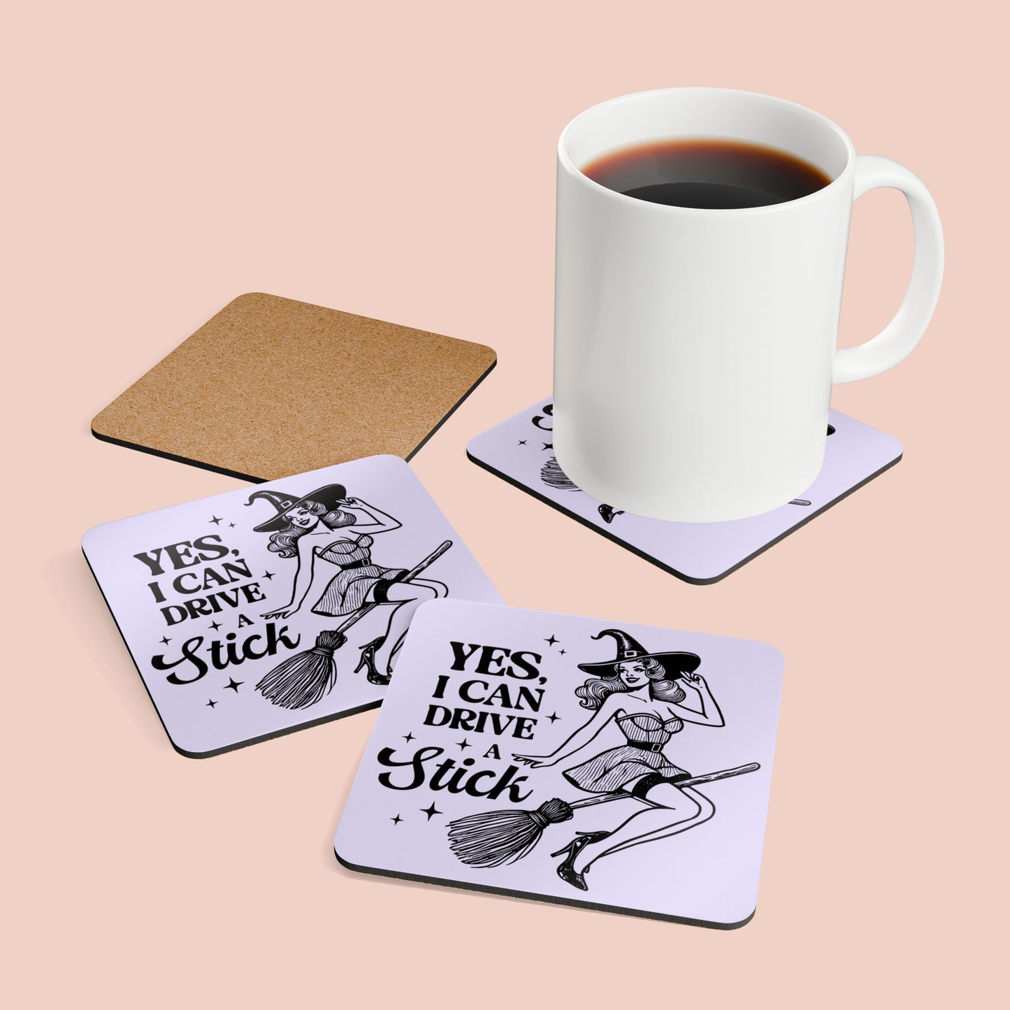 Yes I Can Drive a Stick Corkwood Coaster Set