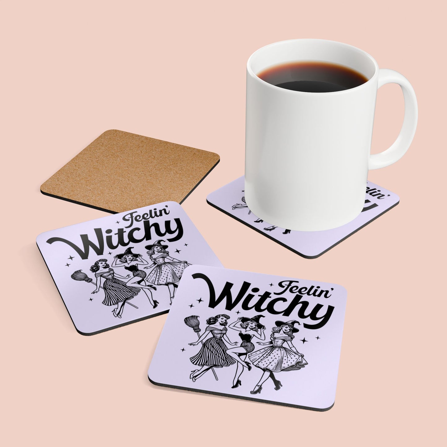 Feelin' Witchy Corkwood Coaster Set