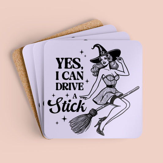 Yes I Can Drive a Stick Corkwood Coaster Set