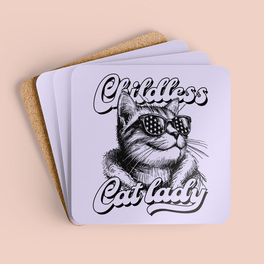 Childless Cat Lady Corkwood Coaster Set