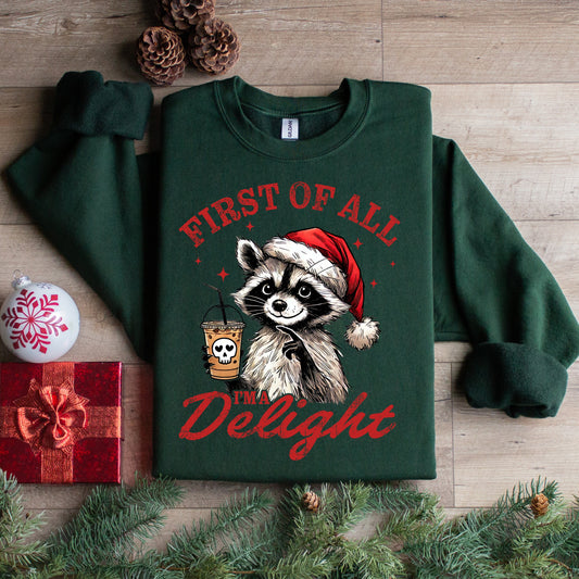 I'm a Delight Raccoon Christmas Sweatshirt