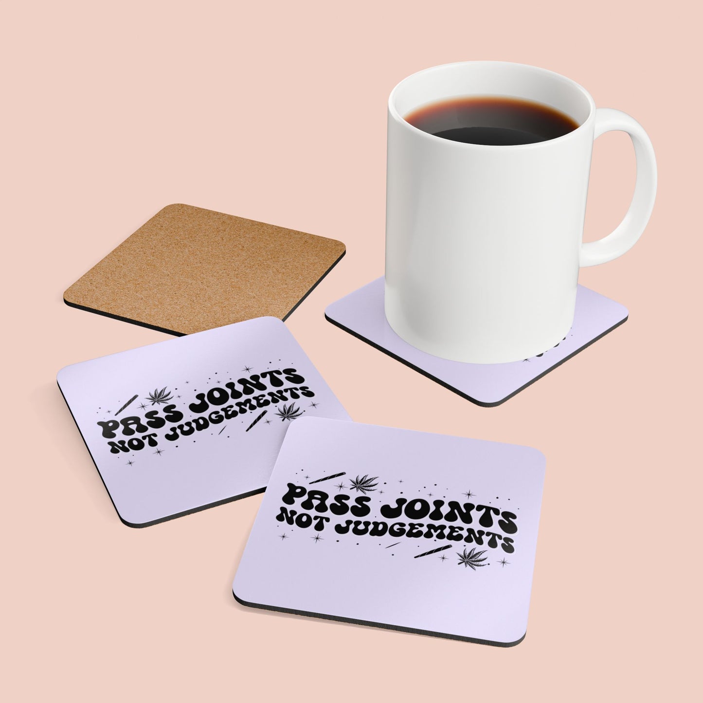 Pass Joints Not Judgements Corkwood Coaster Set