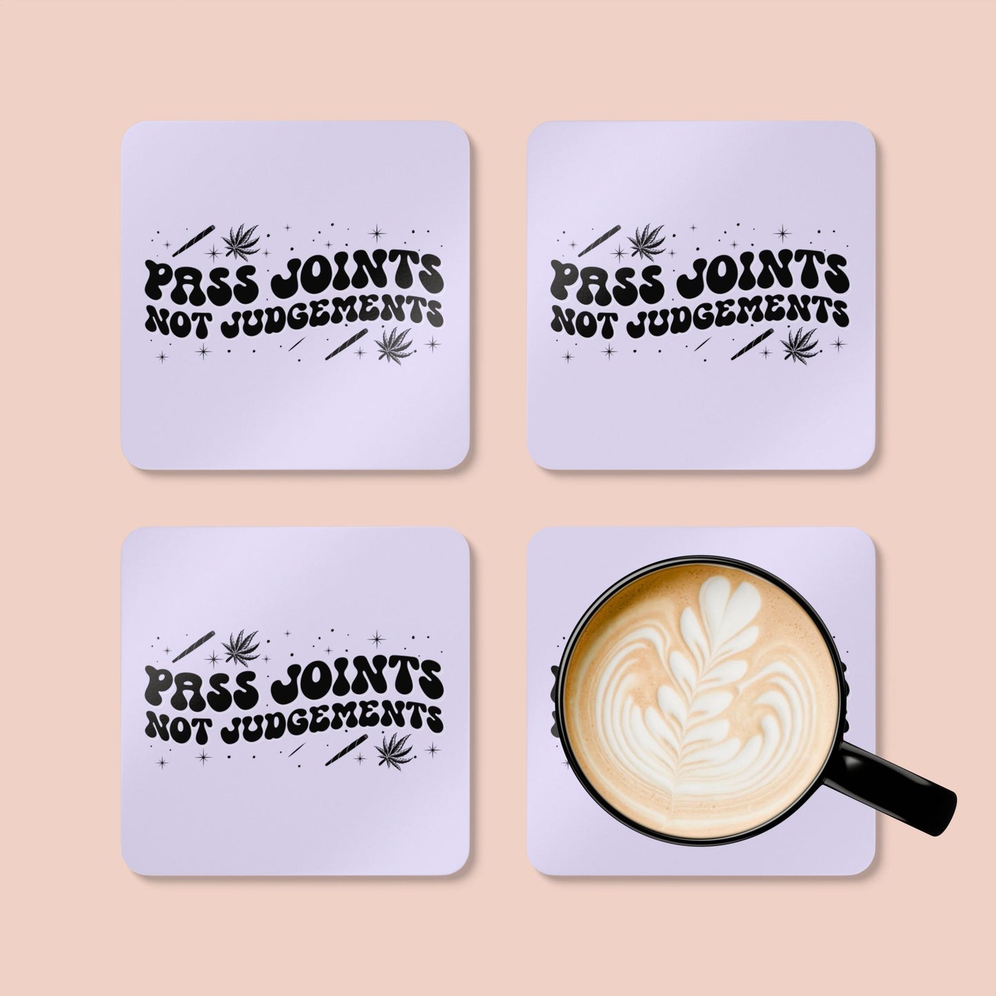 Pass Joints Not Judgements Corkwood Coaster Set