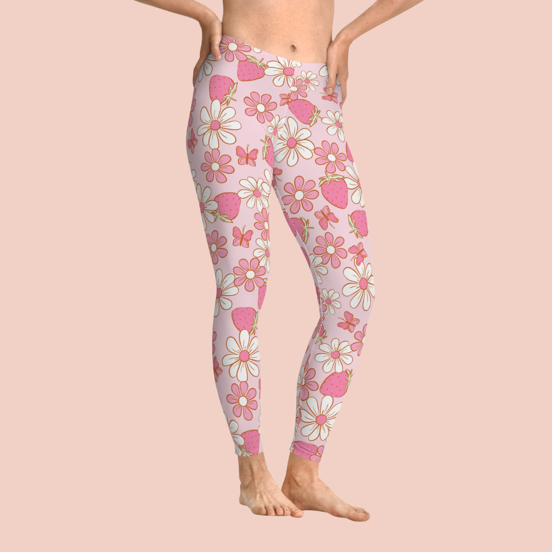 Strawberry Flowers Leggings