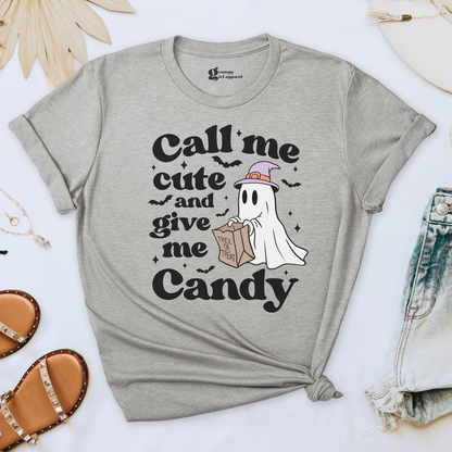 Call Me Cute and Give Me Candy Ghost Tee