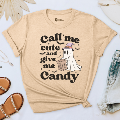 Call Me Cute and Give Me Candy Ghost Tee