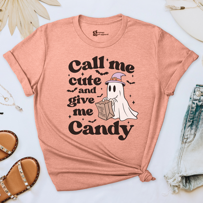 Call Me Cute and Give Me Candy Ghost Tee