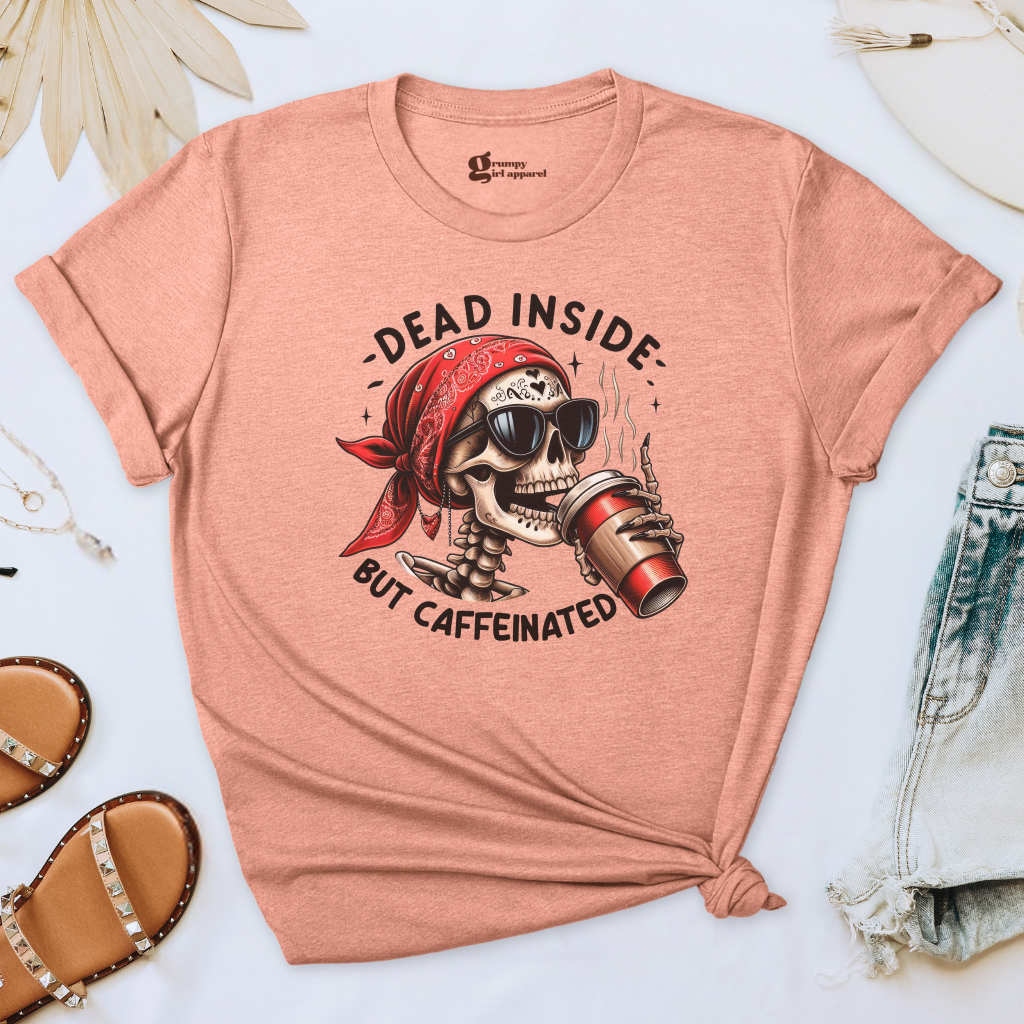 Dead Inside But Caffeinated Skeleton Tee