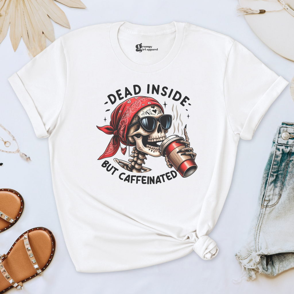 Dead Inside But Caffeinated Skeleton Tee